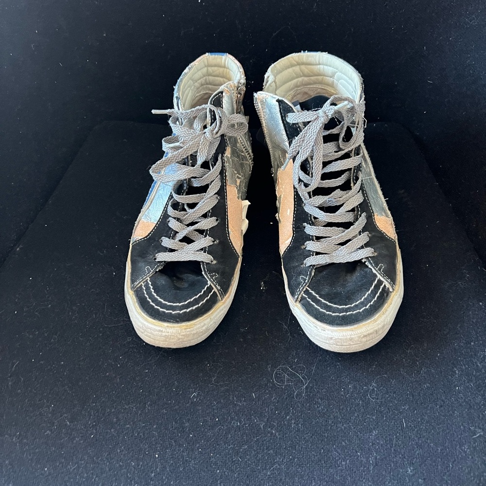 Black and Tan High-Top Sneakers